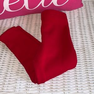 Red, fleece-lined leggings
